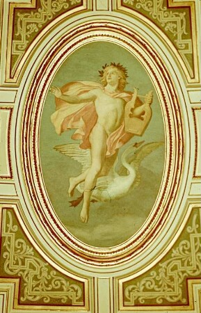 Dresden, Wand- und Deckenmalerei : Apollon mit der Leier. Zyklus mit antiken Göttern. Deckenmalerei. Deckenbild. Dresden: Semperoper