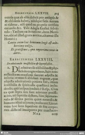 Exercitatio LXXVIII. De admirandis invisibilibus & hyperphysicis