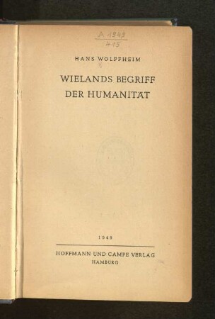 Wielands Begriff der Humanität