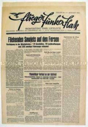 Kriegszeitung eines Luftflottenkommandos "Flieger Funker Flak" u.a. zum Krieg an der Ostfront