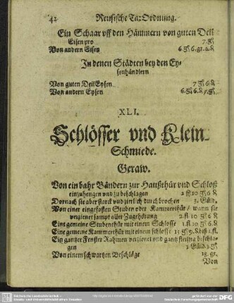 XLI [XLIII]. Schösser und Klein-Schmiede