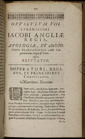 Imperatori, Regibus, Et Principibus Christianis, Martinus Becanus; Lectori.