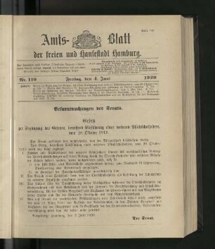 No. 119, 4. Juni 1920