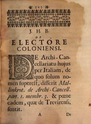 Dissertatio Juris Publici De Electore Coloniensi