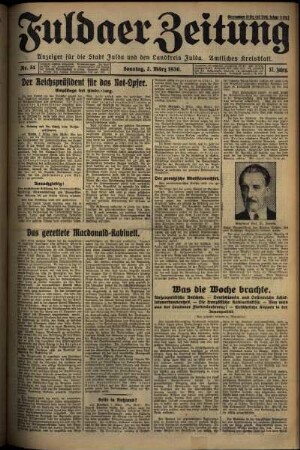 Erste Ausgabe vom Sonntag, den 02. März 1930.