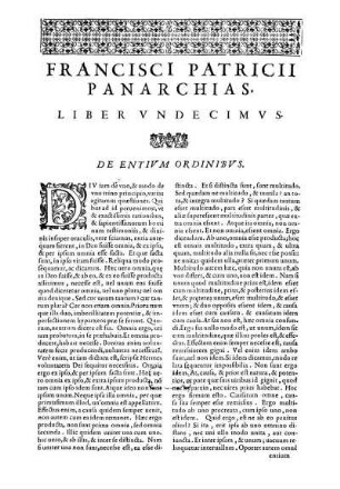 Liber Vndecimvs. De Entivm Ordinibvs