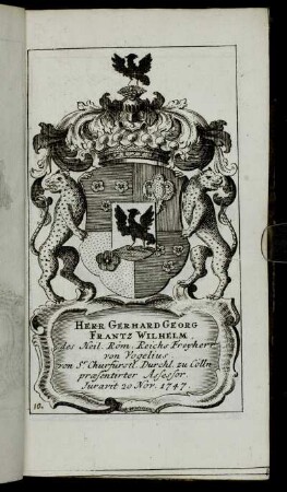 Herr Gerhard Georg Frantz Wilhelm[...] - Herr Philipp Heinrich v. Reuß[...] - Herr Ioh. Wilh. Riedesel[...] - Herr Guntherrus von Bunau[...] - Herr Ioh. Christ. Veit,[...]
