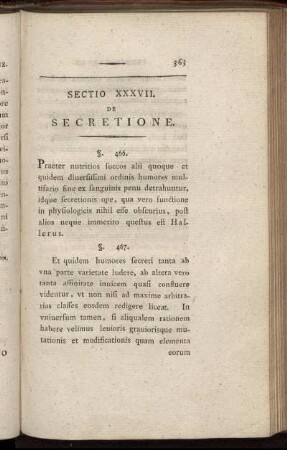 Sectio XXXVII. De Secretione
