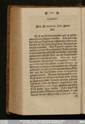 LXXXIV. Wer ist Matthaeus Iudex gewesen?