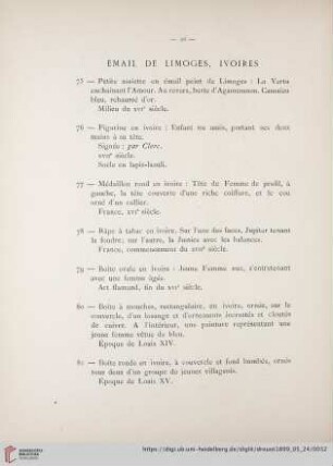 Émail de Limoges, Ivoires (Nr. 75 - 88)