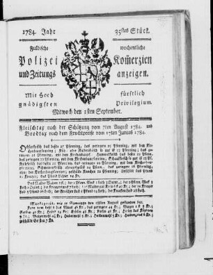 35tes Stück., Ausgabe vom 1. September 1784