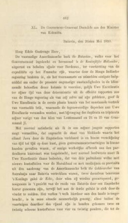 XL. De Gouverneur-Generaal Daendels aan den Minister van Kolonien ... 26sten Mei 1810
