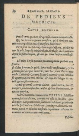 De Pedibus Metricis. Caput Secundum.