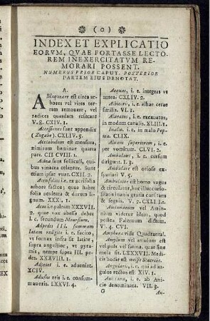 Index et Explicatio Eorum, Qvae Fortasse Lectorem ...
