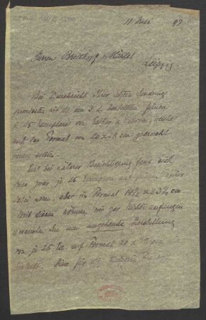Brief an Breitkopf & Härtel  : 11.07.1897