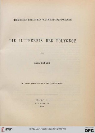 Band 17: Hallisches Winckelmannsprogramm: Die Iliupersis des Polygnot