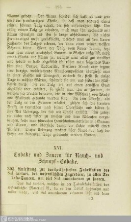 XVI. Tabake und Saucen für Rauch- und Schnupf-Tabake