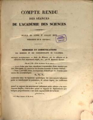 Comptes rendus hebdomadaires des séances de l'Académie des Sciences. 9, 9. 1839