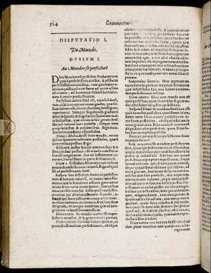 Disputatio I. De Mundo