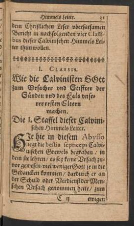 I. Classis. Wie die Calvinisten Gott zum Ursacher ...