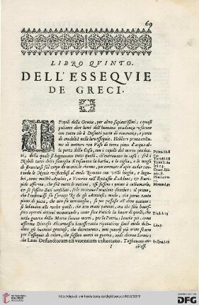Libro qvinto: Dell’ esseqvie de Greci