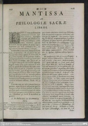 Mantissa Ad Philologiae Sacrae Libros