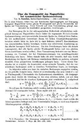 Über die Homogenität des Magnetfeldes bei symmetrischer Spulenanordnung