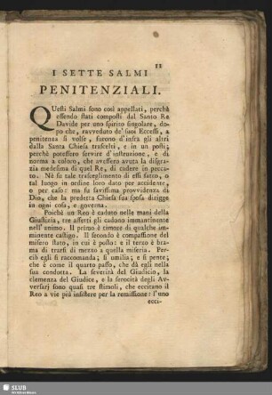 I Sette Salmi Penitenziali