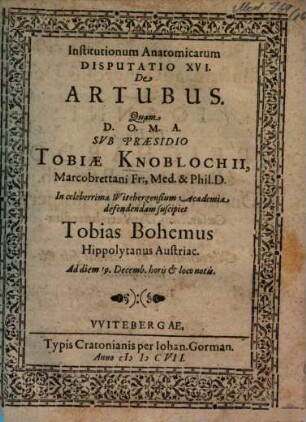 Disputatio Institutionum Anatomicarum, 16. De Artubus