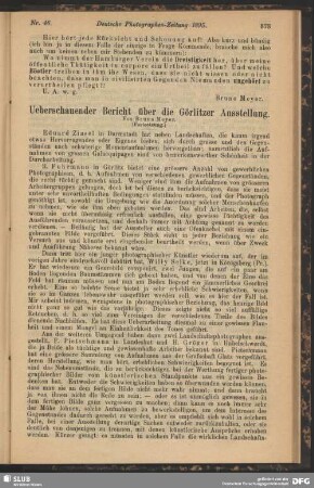 Ueberschauender Bericht über die Görlitzer Ausstellung