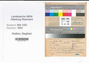 Entnazifizierung Siegfried Walther , geb. 30.11.1897 (Stadtamtmann)