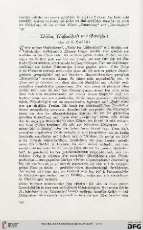 Wissen, Wissenschaft und Gewißheit