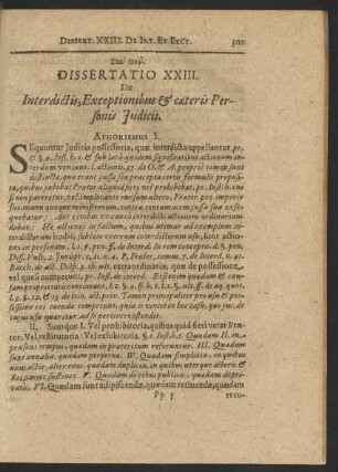 Dissertatio XXIII. De Interdictis, Exceptionibus & caeteris Personis Iudicii