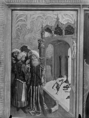 Barbara-Altar — Die heiligen Felix und Adauctus und Szenen aus dem Leben der heiligen Barbara — Götzensturz im Tempel