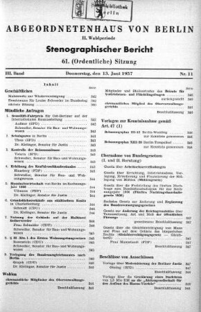 Nr. 11 (61), 13. Juni 1957