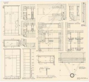 Arzthaus Prof. Bernhardt, Berlin-Charlottenburg: Einbaumöbel - Grundrisse, Ansichten 1:10, Detailschnitte 1:1