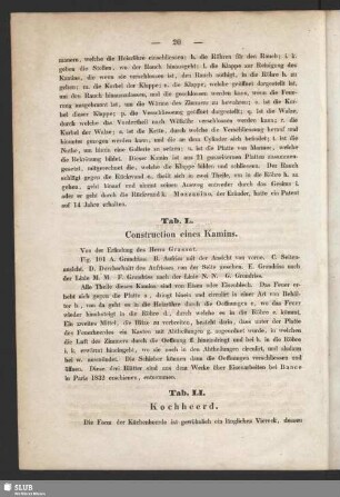 Tab. L. Construction eines Kamins