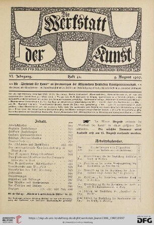 Inhalt / Arbeitskalender / Geplante Ausstellungen / Eröffnete Ausstellungen / Laufende Preisausschreiben / Erledigte Preisausschreiben / Staatsankäufe etc. / Aus Akademien und Kunstschulen