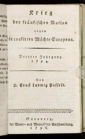 Krieg der fränkischen Nation gegen die coalirten Mächte Europens.