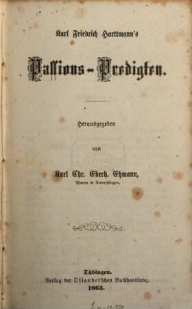 Karl Friedrich Harttmanns Casual- und Passionspredigten, 3
