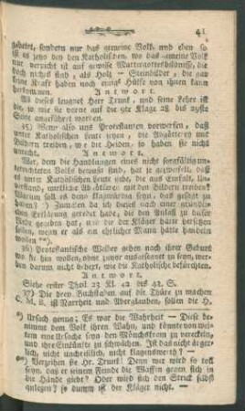 35) Wenn also uns Protestanten vorwerfen, daß unter Katholischen Leute seyen, die Abgötterey ...