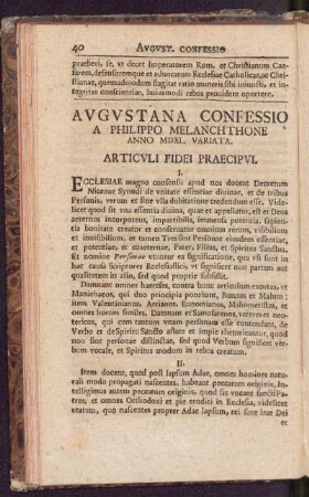 Avgvstana Confessio A Philippo Melanchthone Anno MDXL. Variata