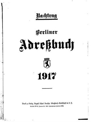 Nachtrag Berliner Adreßbuch 1917