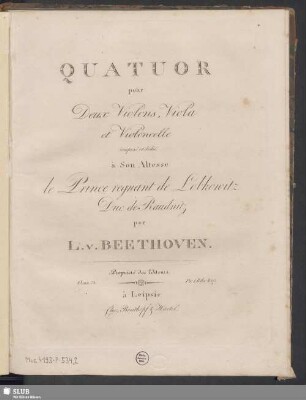 Quatuor pour Deux Violons, Viola et Violoncelle : Oeuv. 74