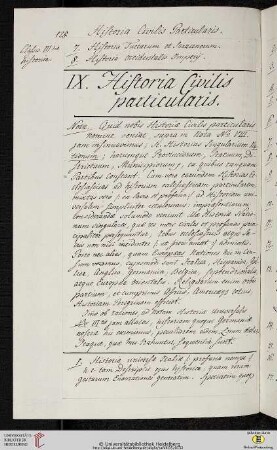 IX. Historia Civilis particularis