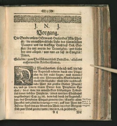 [Leichenpredigt: Vorgang, Eingang, Fortgang]
