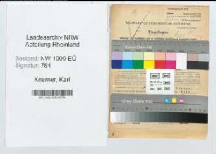 Entnazifizierung Karl Koerner, geb. 15.06.1890 (Eichinspektor)