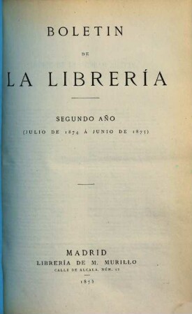 Boletín de la Librería. 2. 1874/75