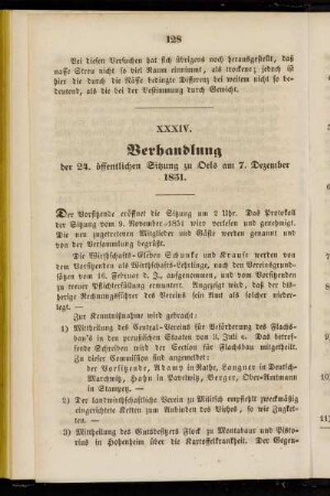 XXXIV. Verhandlung der 24. öffentlichen Sitzung zu Oels am 7. Dezember 1851.