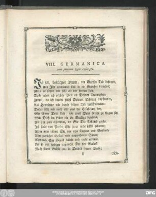 VIII. Germanica iam primum typis exscripta.
